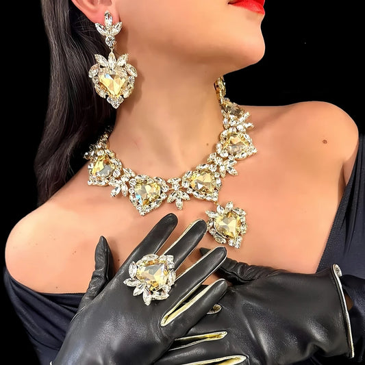 Heart Shaped Necklace and Earrings Set