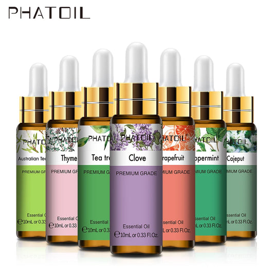 PHATOIL 10ml Sandalwood Lemon Essential Oil Pure Natural Frankincense Thyme Tea tree Rosemary Geranium Oils for Diffuser  DIY