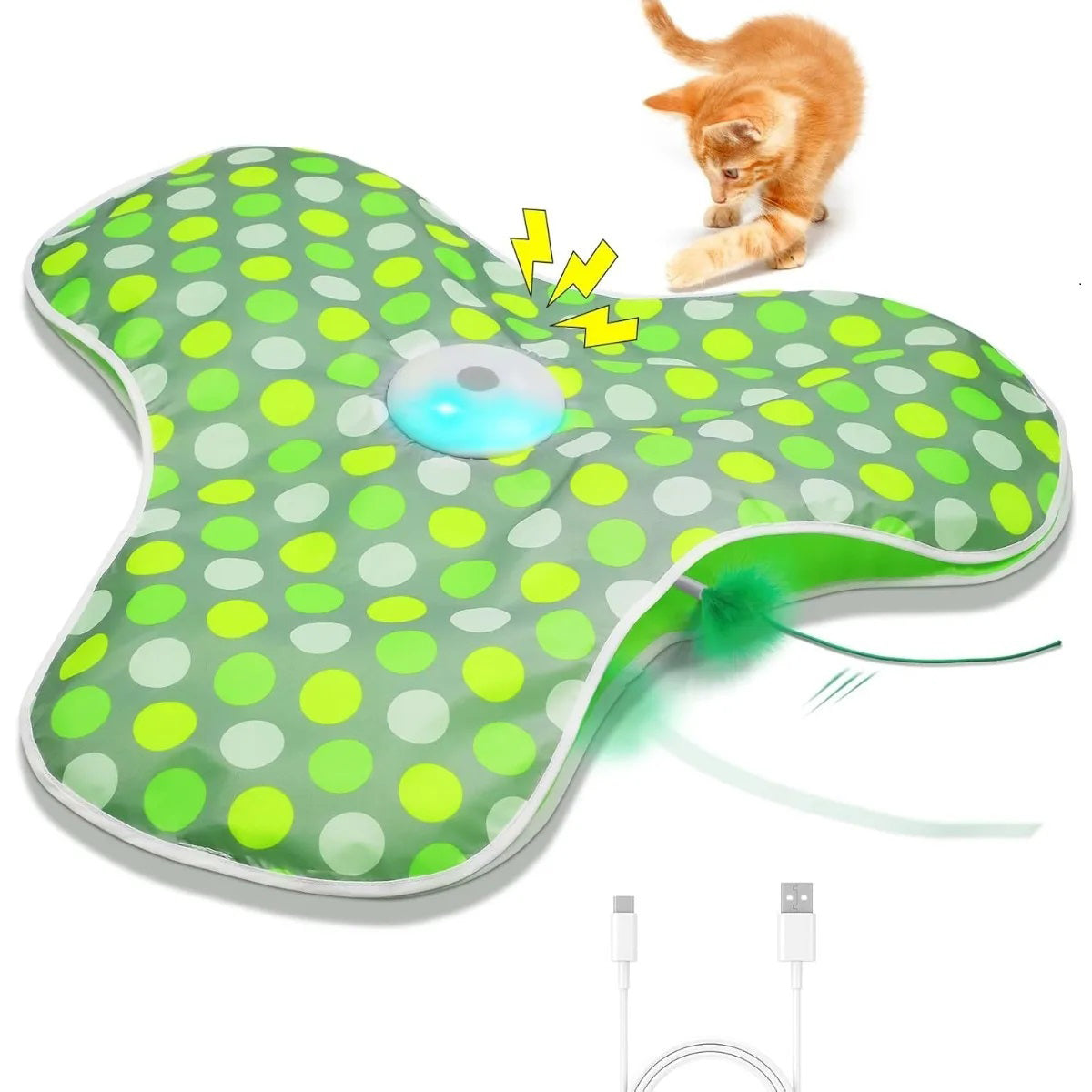 Interactive Cat Toys Rechargeable,Moving Concealed Feathers,Real Mouse Squeaky,Touch Activated Cat Kitten Toy Cat Exercise Toys