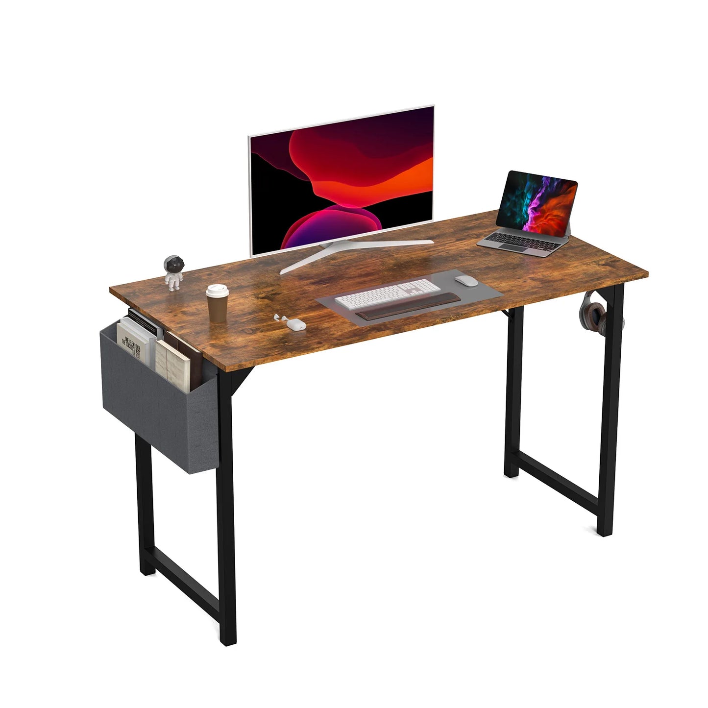 Simple computer desk and study desk, side bag available