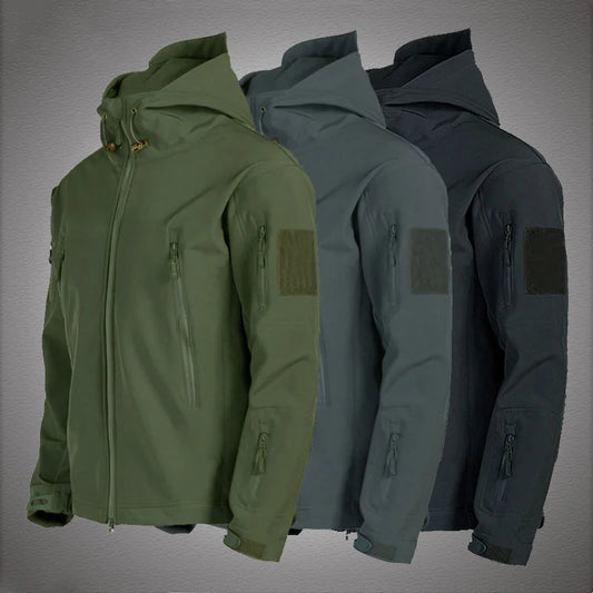 Men's Soft Shark Skin Military Jackets, Windproof and Water Resistant Tactical Jackets