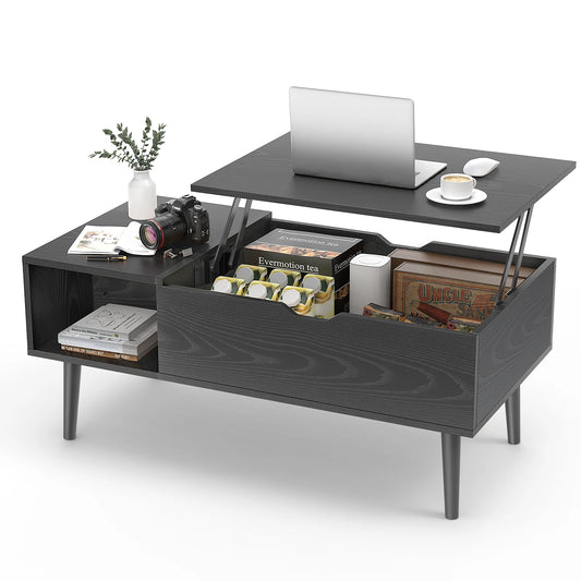 Living Room Top Coffee Tables 39.37" x 19.7" Wooden Dining Table Office Desk Adjustable Storage Shelf Easy to Lift Up or Down