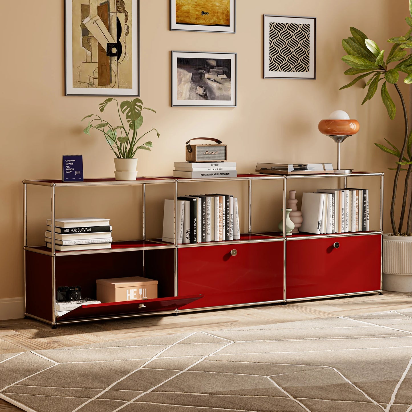 Living room side cabinet, stainless steel metal panel