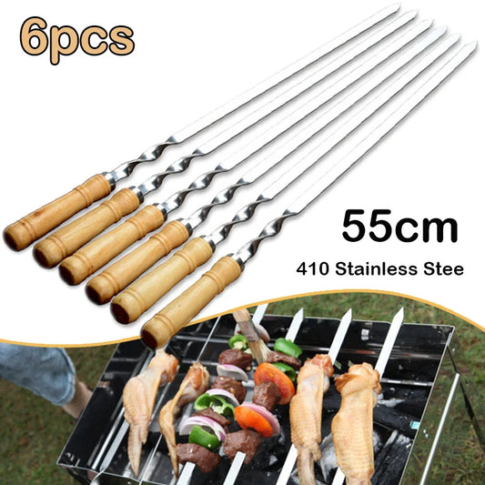 55cm large reusable stainless steel barbecue skewer