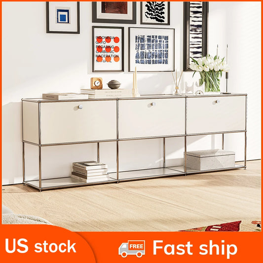 Living room side cabinet, stainless steel metal panel