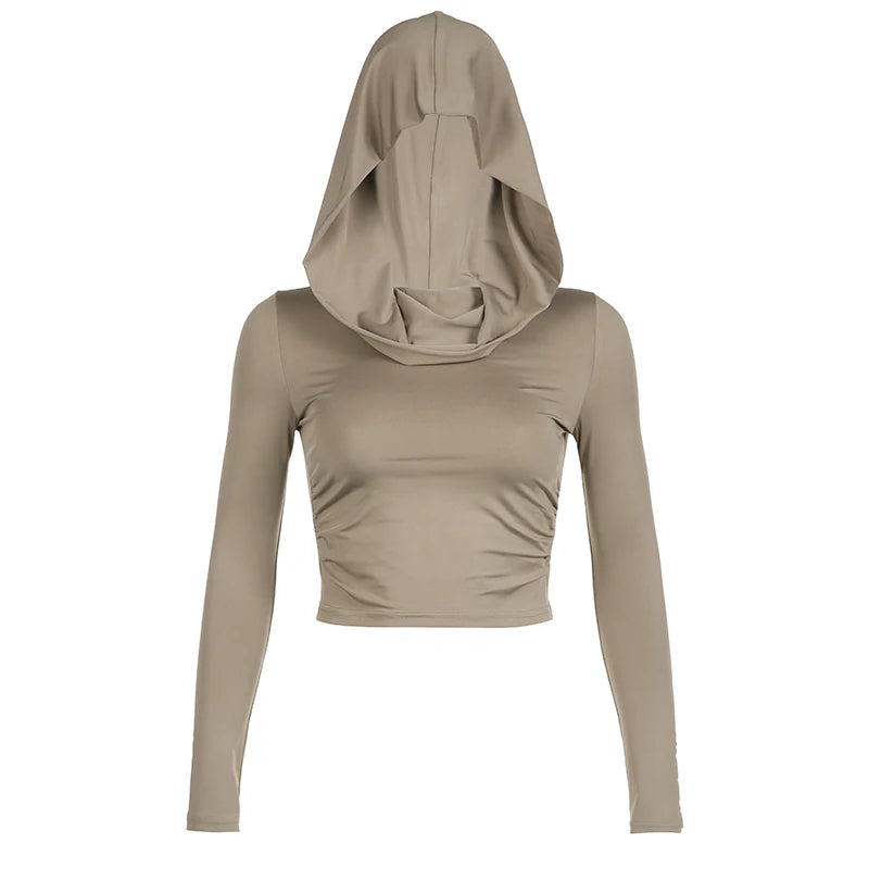 Long sleeve blouse with cute hood