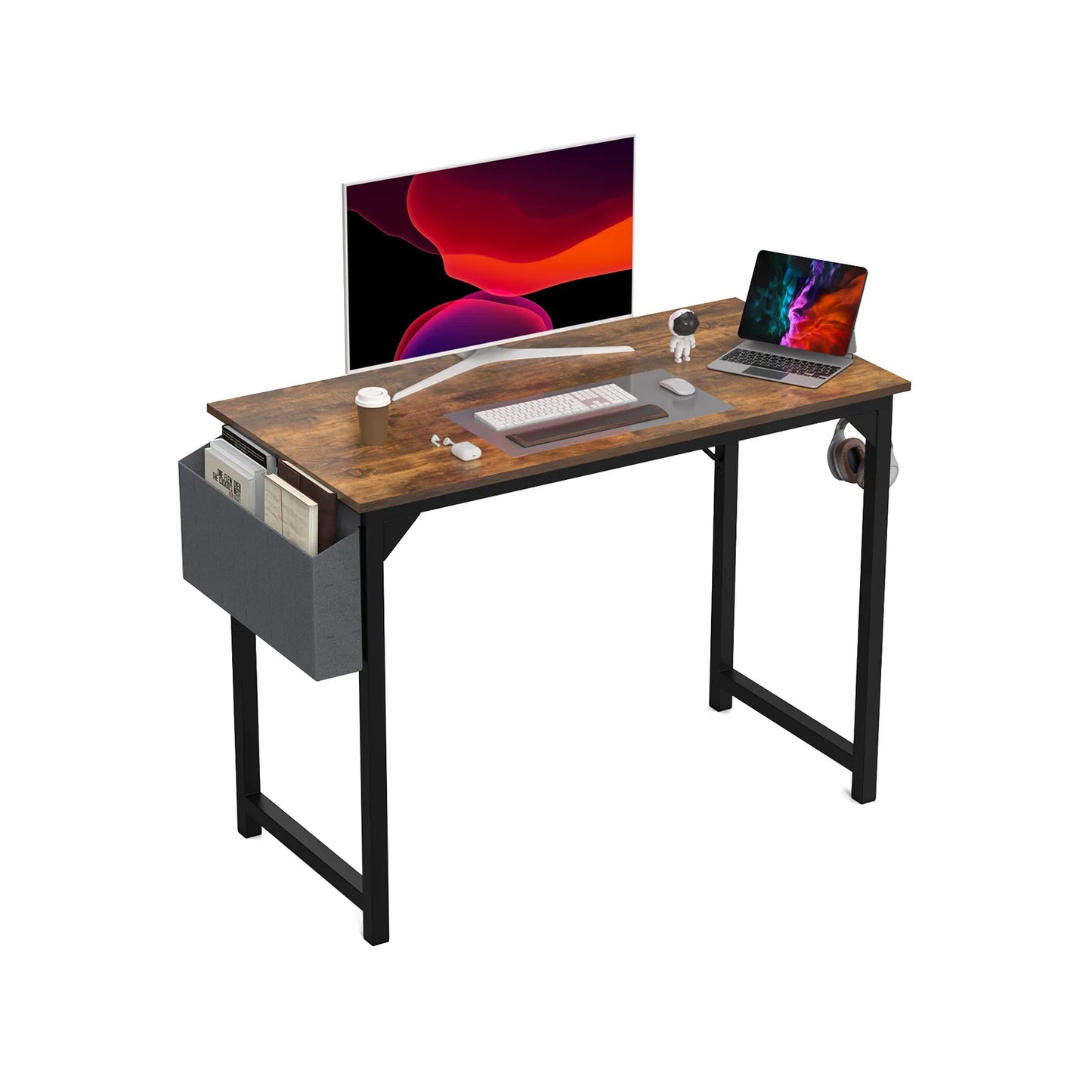 Simple computer desk and study desk, side bag available