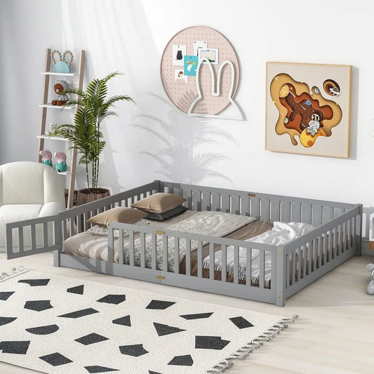 Double wooden crib, suitable height, door available