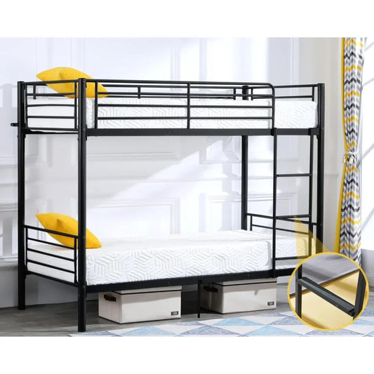 Metal bunk bed with high ladder