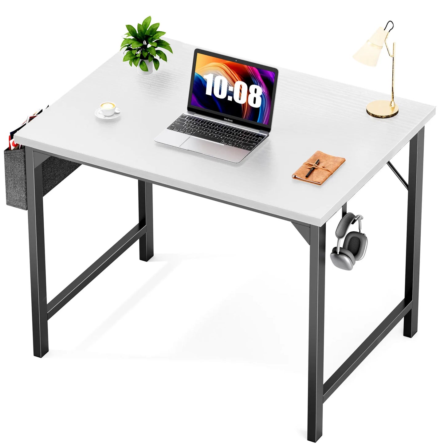 Simple computer desk and study desk, side bag available