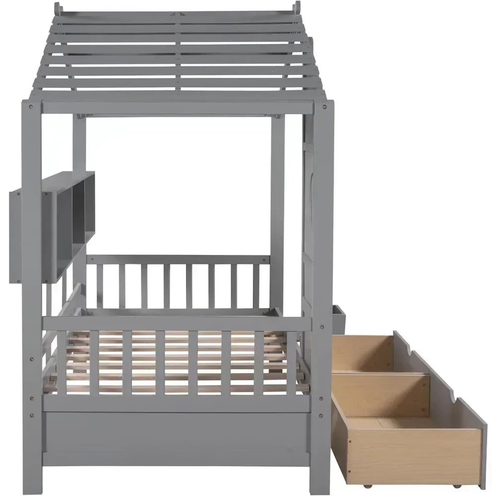Children's bunk bed with cabinets